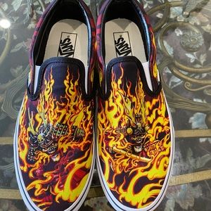 Vans Classic Slip-On Samurai Rising Blk/Trwht Mens 11